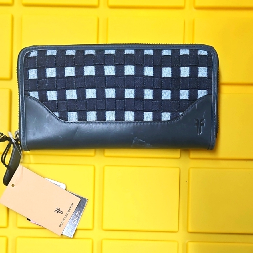 Black and Blue Checkered Wallet Frye Wallet